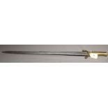 Brunswick Sword Bayonet with Double Edge Blade and Brass Hilt 25.25" long overall