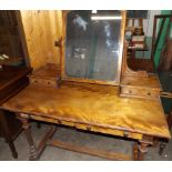 Victorian Ash Dressing Table with Arch Top Mirror Supported by Two Drawers and a Two Drawer Base