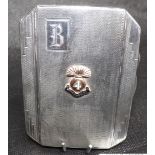 Hall Marked Silver Art Deco Style Cigarette Case Birmingham 1933 badge of the 4th Regiment of the