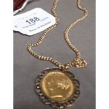 Victorian 1871 Sovereign in 9ct Gold Case and 9Ct Gold Chain