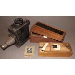 Old Magic Lantern Converted to Electric together with a Very Interesting Collection of Slides