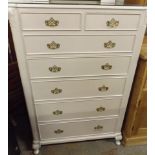 Similarly Painted Edwardian Chest of Two Over Five Drawers 34" wide x 51" tall on Short Cabriole