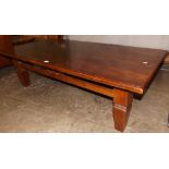 Large Hard Wood Coffee Table 59" x 31" on Square Tapered Legs