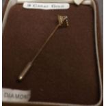 9ct Gold Stick Pin with Small Diamond