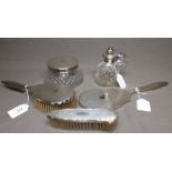 Large Silver Topped Dressing Table Jar, Birmingham 1969 and matching Puffer Scent Bottle with Silver