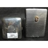 Hall Marked Silver Cigarette Case with Bedfordshire Regimental Badge Birmingham 1916 together with a