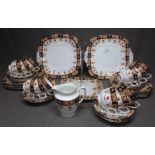 Edwardian Royal Albert China Cigar Pattern Tea Set comprising 12 cups, saucers and tea plates with