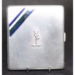 Hall Marked Silver Cigarette Case Birmingham 1966 with Enamelled Military Ribbon and a Military