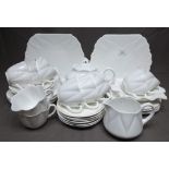 Shelley White Tea Set with ten cups & saucers, side plates, cake plates, sugar & cream and teapot (