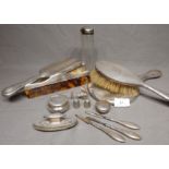 Quantity of Silver Backed Brushes, Dressing Mirror and Dressing Table Jars etc