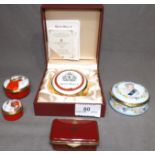 Quantity of Staffordshire Enamelled Pill Boxes and a William & Sons Pill Box Bearing the Armani Coat