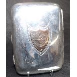 Hall Marked Silver Cigarette Case Birmingham 1886 with a 9ct Gold Inlay of a Royal Artillery Badge