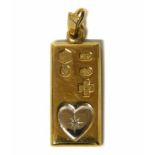 A 9ct gold 1/4 ounce ingot pendant year 2000 feature hallmarks No condition reports for this sale.