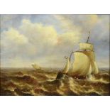 Jean Laurent (1898-1988), Maritime scenes with sailing boats in choppy waters, both signed, oil on