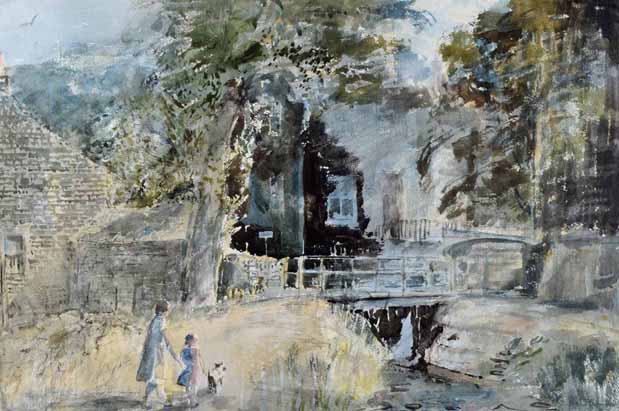 John Thompson (1924-2011), "Delph, Saddleworth", signed and titled, watercolour, 41 x 62cm.; 16.25 x