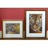 Pip McGarry, "Eye of the Tiger", signed limited edition print, framed together with another