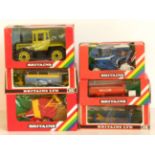 Six Britains boxed Diecast farm toys to include models 9568, 9557, 9560, 9523, 9525, 9532. No