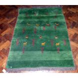 South American green ground rug. No condition reports for this sale.