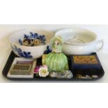 Limoges brooch ,Doulton bowl, chamber pot and misc. No condition reports for this sale.