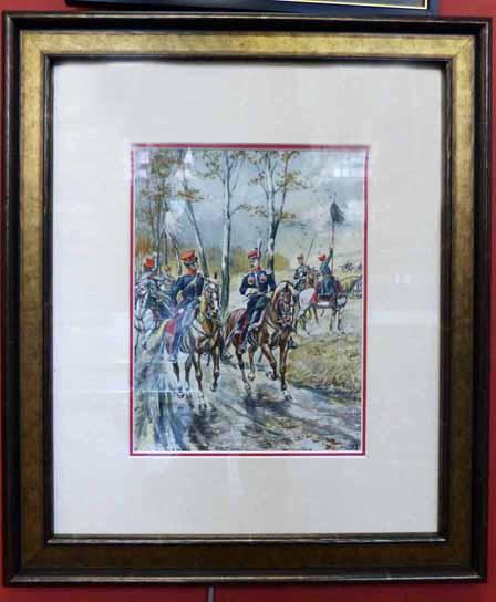 Framed military print. No condition reports for this sale.