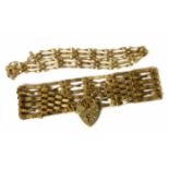 9ct gold seven bar gate bracelet together with a 9ct gold three bar gate bracelet No condition
