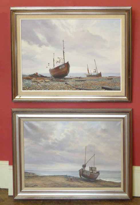 G.J. Lilley pair of oil on canvas "Stodger" and "Sheba" marine scenes No condition reports for