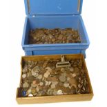 Two boxes containing a large collection of coins. No condition reports for this sale.