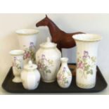 Beswick Red Rum together with six Royal Doulton Camilla Ware vases No condition reports for this