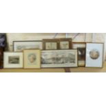 Quantity of various etchings, engravings and maps to include a pair of Botanical prints, interior of