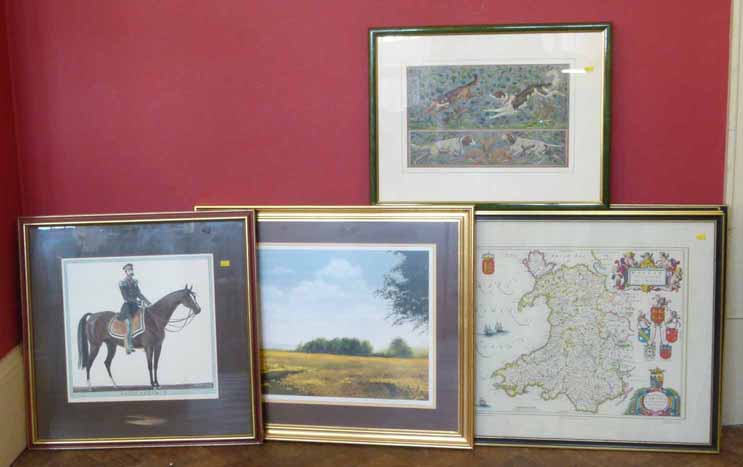 Assortment of various signed prints, reproduction maps and prints etc No condition reports for