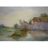 F.B. Jowett- Lake scene with mill- Watercolour No condition reports for this sale.