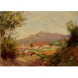 Filiberto Petiti (1845-1924), Rural view, signed, oil on board, unframed, 25 x 33cm.; 9.75 x 13in.