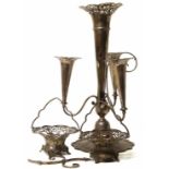 Silver epergne complete with two bon-bon dishes (matched) (AF). No condition reports for this sale.
