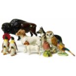 Beswick Byson, Alsation, two Jack Russels, Owl, Robin, Pheasant and Penguin set. No condition