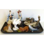 Keith Sherwin sculpture "Winter Rescue", A Beswick Siamese cat, A Royal Doulton "Leading Lady", a