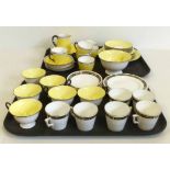 Three Shelly six piece tea sets two with yellow grounds No condition reports for this lot.