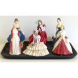 Six Royal Doulton figures of ladies No condition reports for this lot.