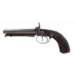 Williams & Powell Liverpool 54 bore double barrel percussion pistol, with finely engraved action,