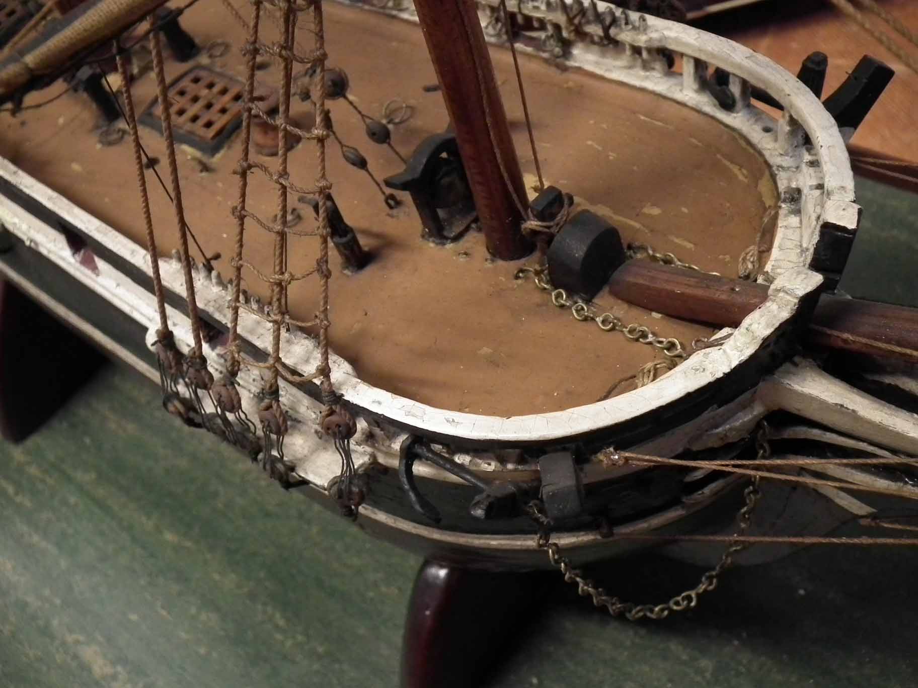 Cased glass ship, fitted in a good Victorian mahogany display case with pierced cornice and turned - Image 6 of 7