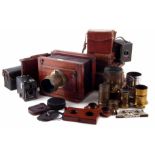 ADDITIONAL CONDITION REPORT INFORMATION. W. Morley mahogany and brass camera, with two