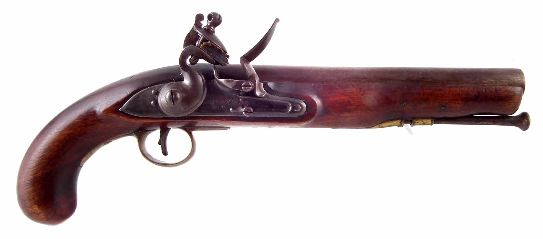 Flintlock .750 calibre belt pistol by Ketland and Co. with swan necked hammer, signed single line