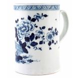 Liverpool Chaffers large mug or tankard circa 1760, painted with chrysanthemum and a fence in