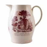 Creamware Duke of Leinster commemorative jug circa 1800, printed with a central portrait, the