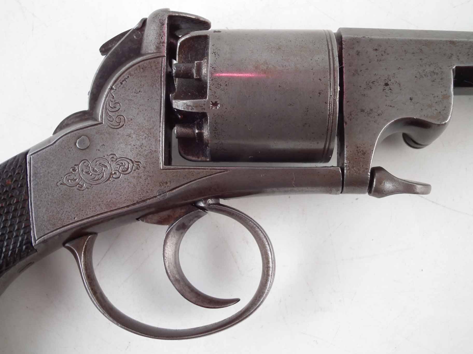 Webley / Bentley 80 bore percussion revolver, with engraved frame, five shot cylinder, circa 1860, - Image 3 of 5