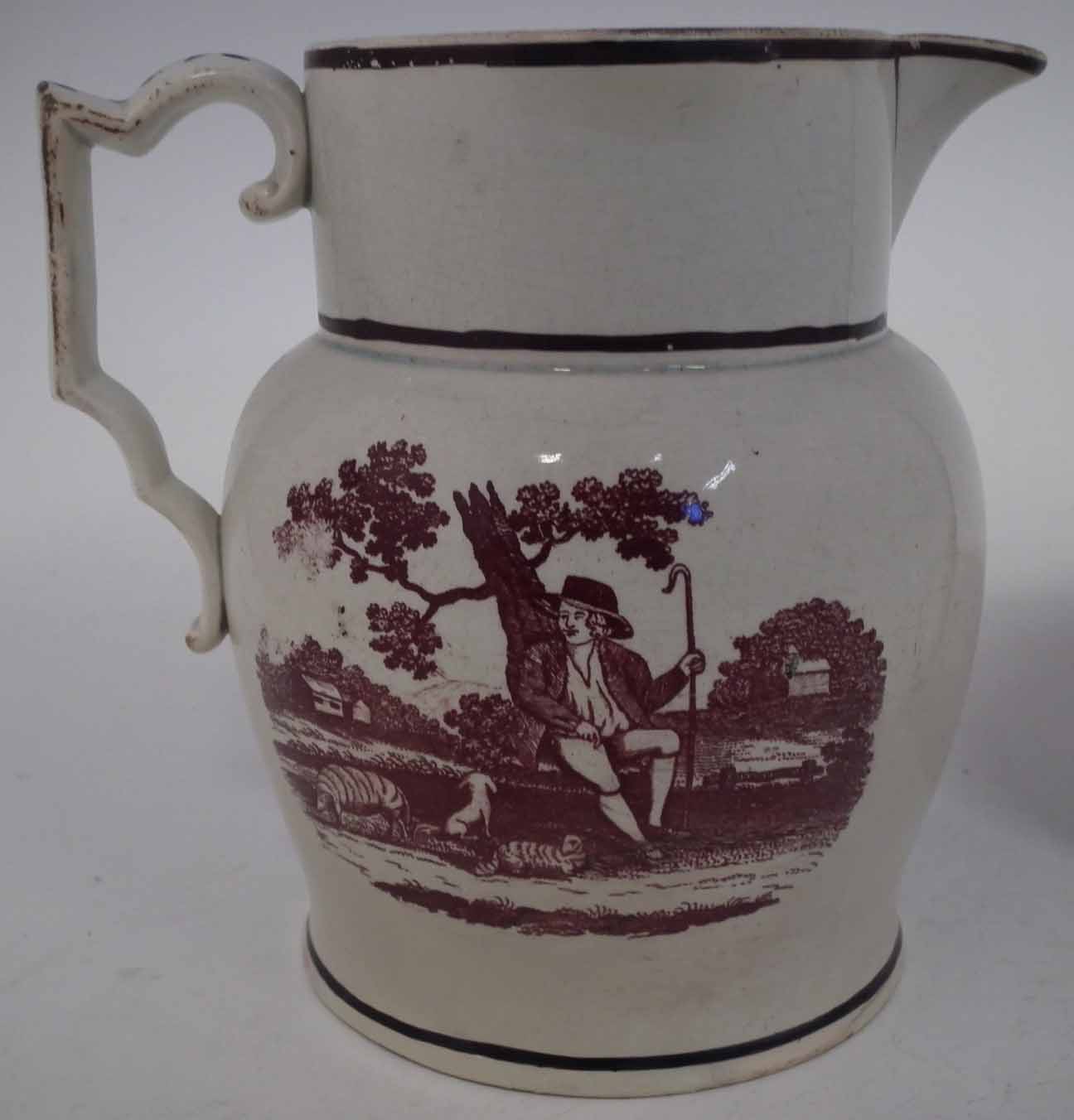Pearlware Admiral Lord Nelson jug circa 1805, printed with a portrait titled 'England expects - Image 2 of 9