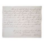 Captain W. Brown (1777 - 1857) signed letter dated 13th October 1805 off Cadiz, to the 'Honourable