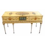 A. Pape, Paris, square piano numbered 5515, refurbished action, case cream painted and decorated