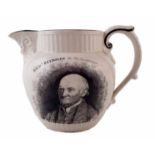 Richard Reynolds Philanthropist commemorative jug circa 1816, with mask moulded spout printed with a