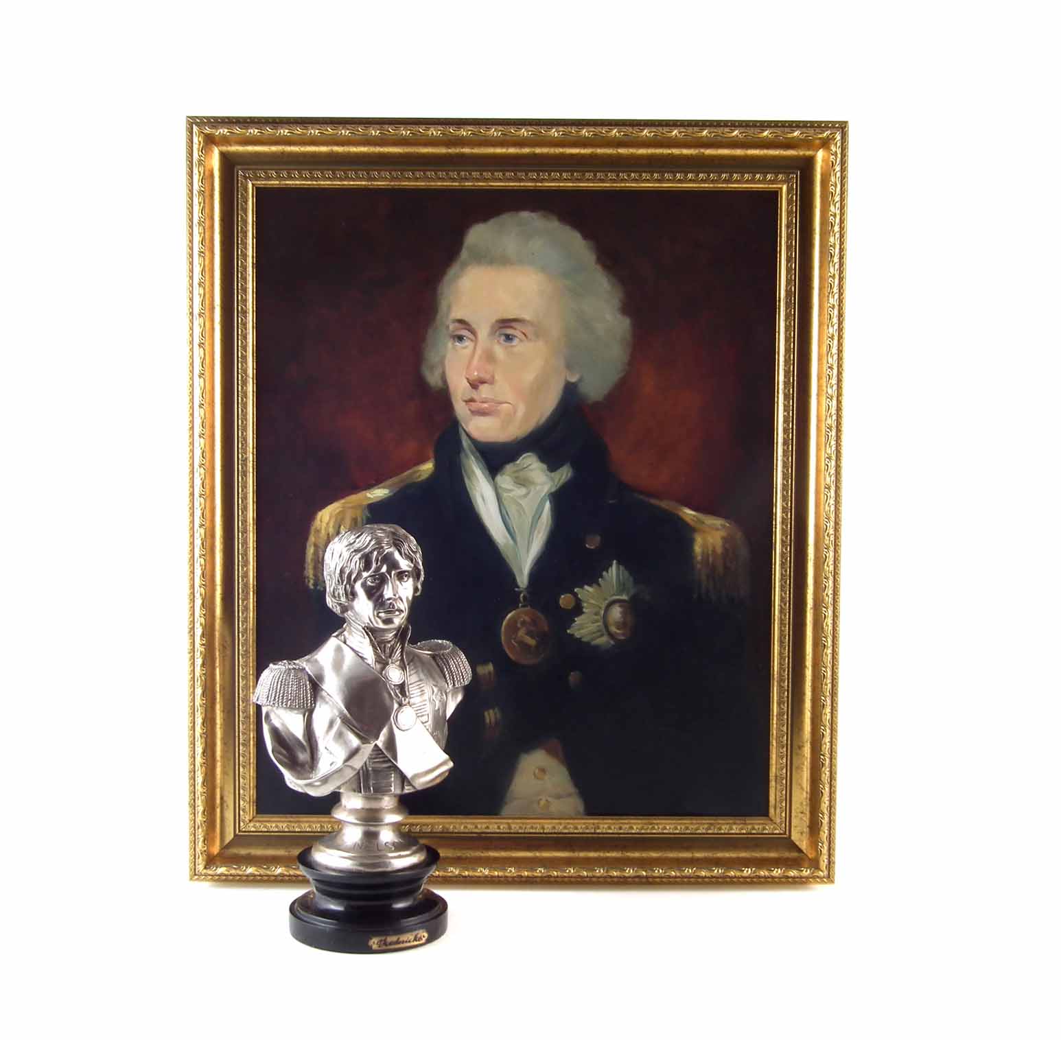 Ronald Fountain (of Glossop) Horatio Nelson portrait, oil on canvas, 61cm x 51cm together with a