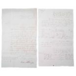 Admiral Sir Richard King (1774 -1834) signed letter dated 25th February 1809 from H.M.S. Achille, to